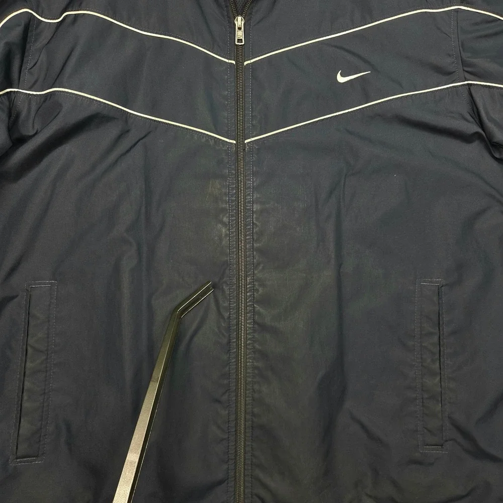 Nike Full Zip Culture Chevron Windbreaker Jacket Black White Men's Size XXL